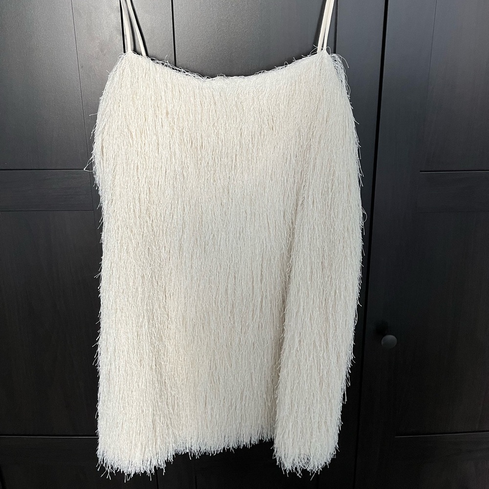 Reformation Ivory Fringe Mini Dress